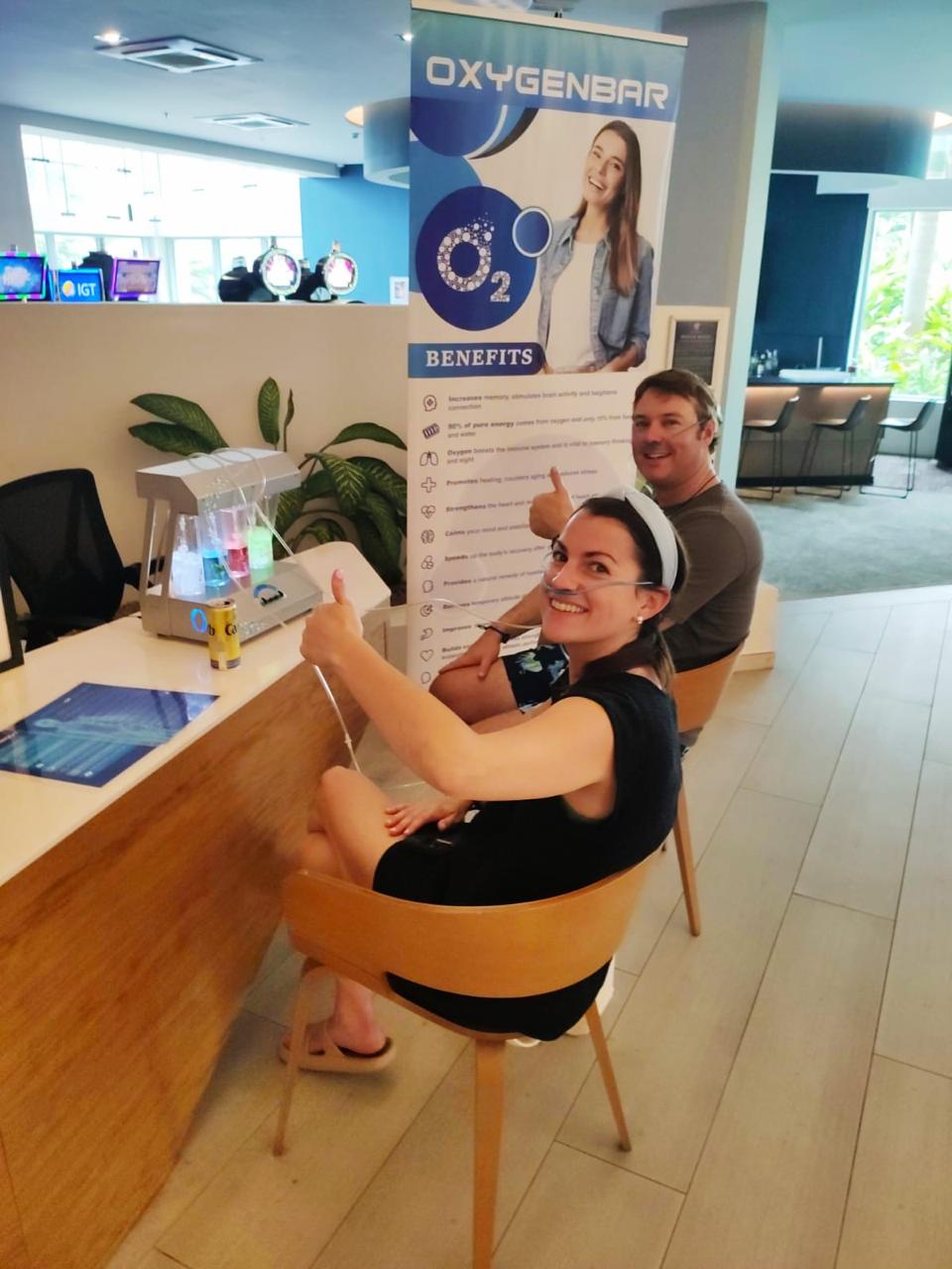 Client enjoying the massage chair